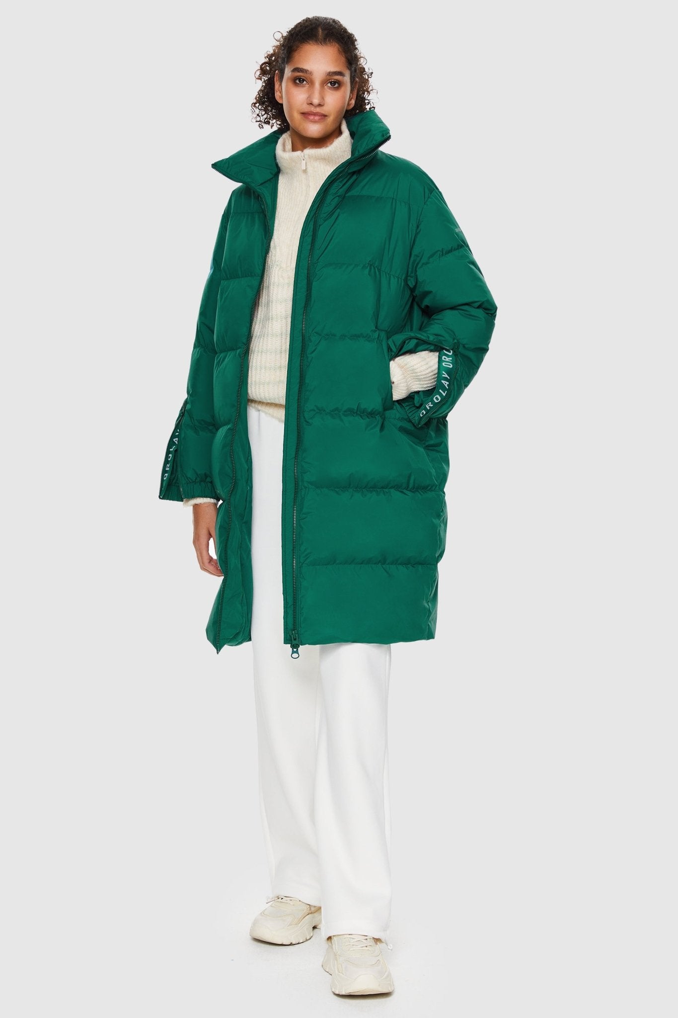 Orolay-High Collar Long-sleeve Puffer Jacket-High Collar Long - sleeve Puffer Jacket - Orolay, #color_Verdant Green