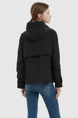 Orolay-Hooded Anorak Windbreaker-#color_Black