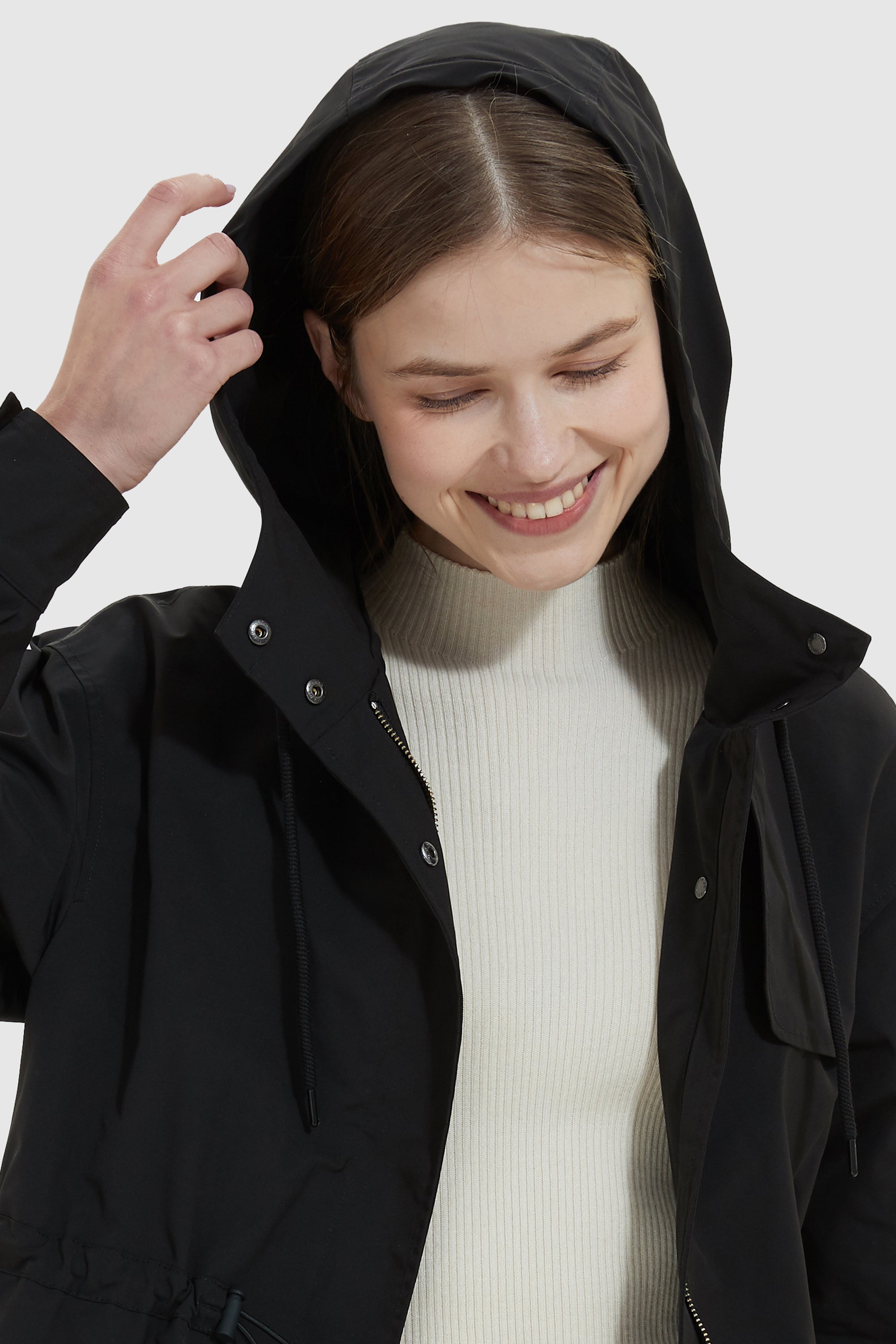 Orolay-Hooded Anorak Windbreaker-#color_Black