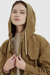 Orolay-Hooded Anorak Windbreaker-#color_Bronze Brown