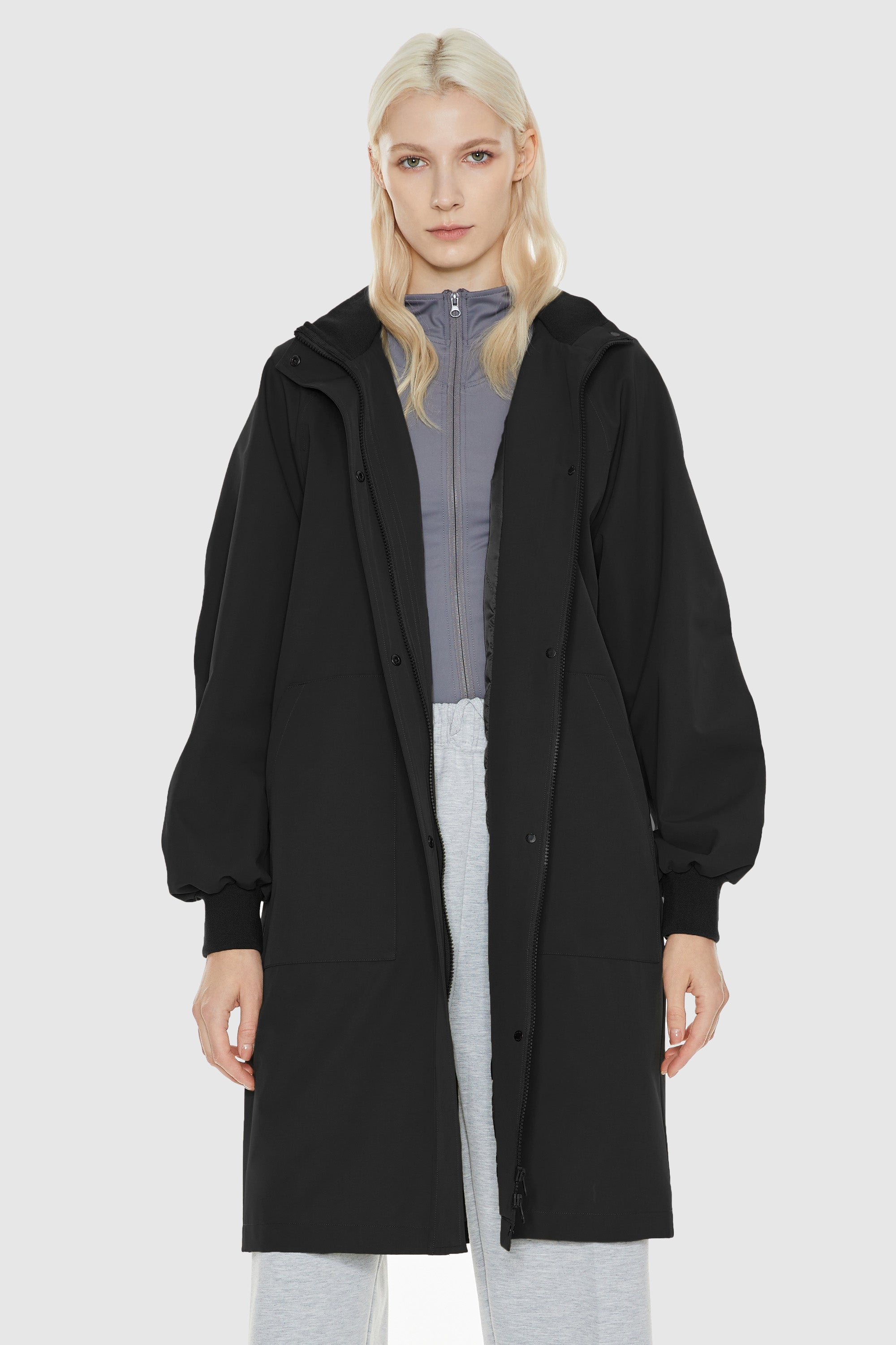 Orolay-Hooded Belted Trench-#color_Black