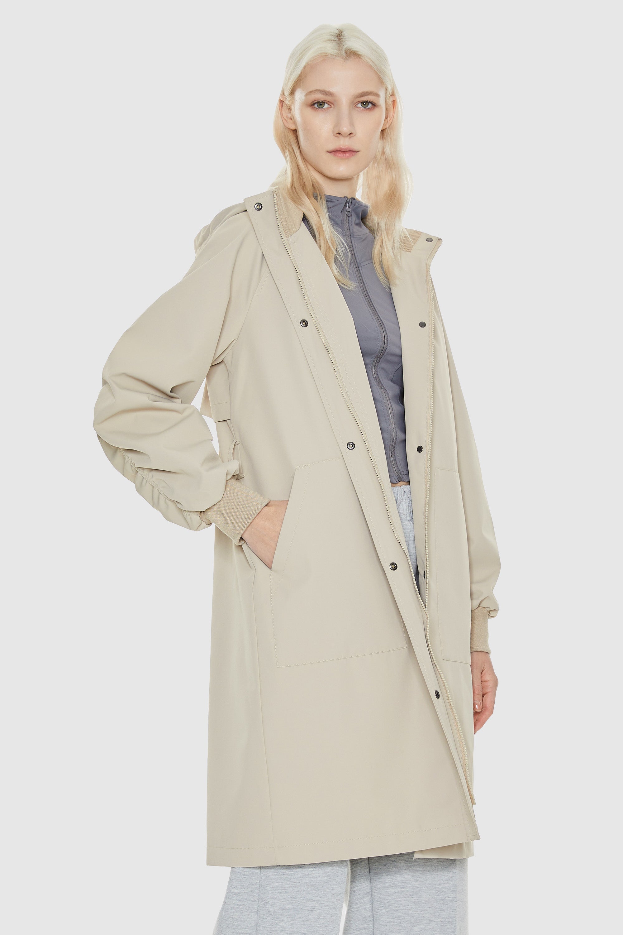 Orolay-Hooded Belted Trench-#color_Beige