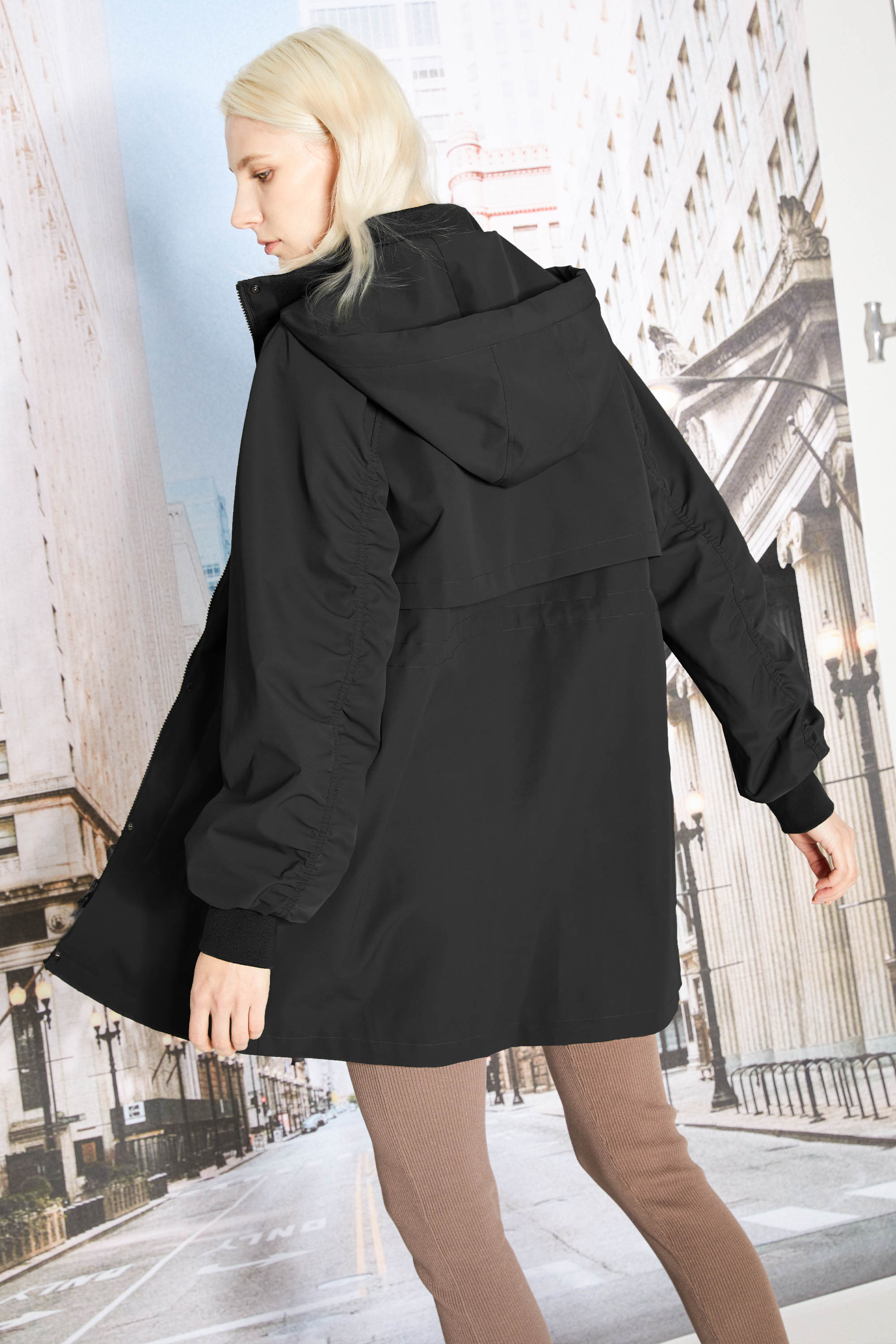 Orolay-Hooded Drawstring Windbreaker-Hooded Drawstring Windbreaker - Orolay, #color_Black