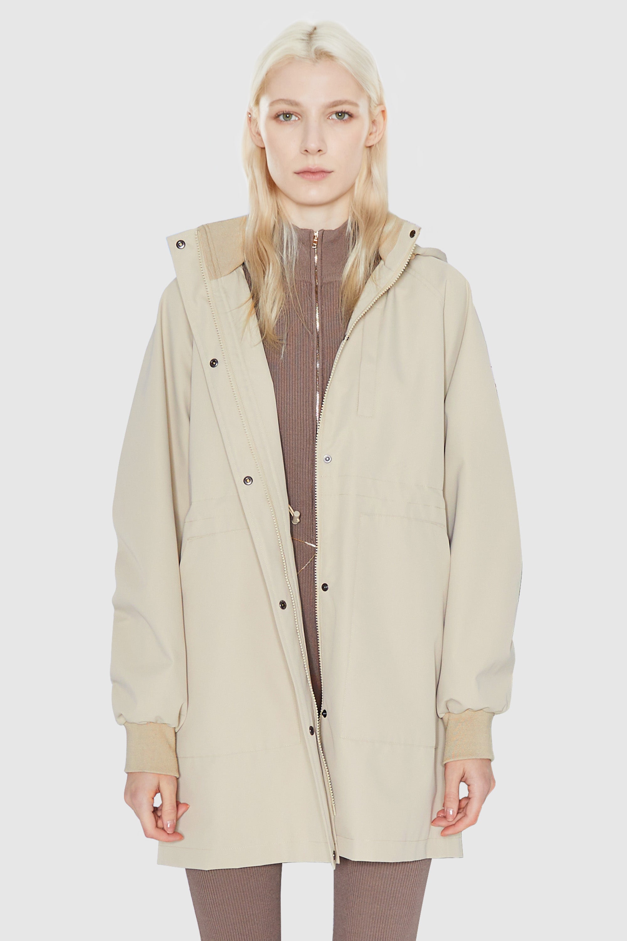 Orolay-Hooded Drawstring Windbreaker-Hooded Drawstring Windbreaker - Orolay, #color_Beige