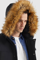 Orolay-Hooded Mountain Parka with Faux Fur-Hooded Mountain Parka with Faux Fur - Orolay, #color_Black