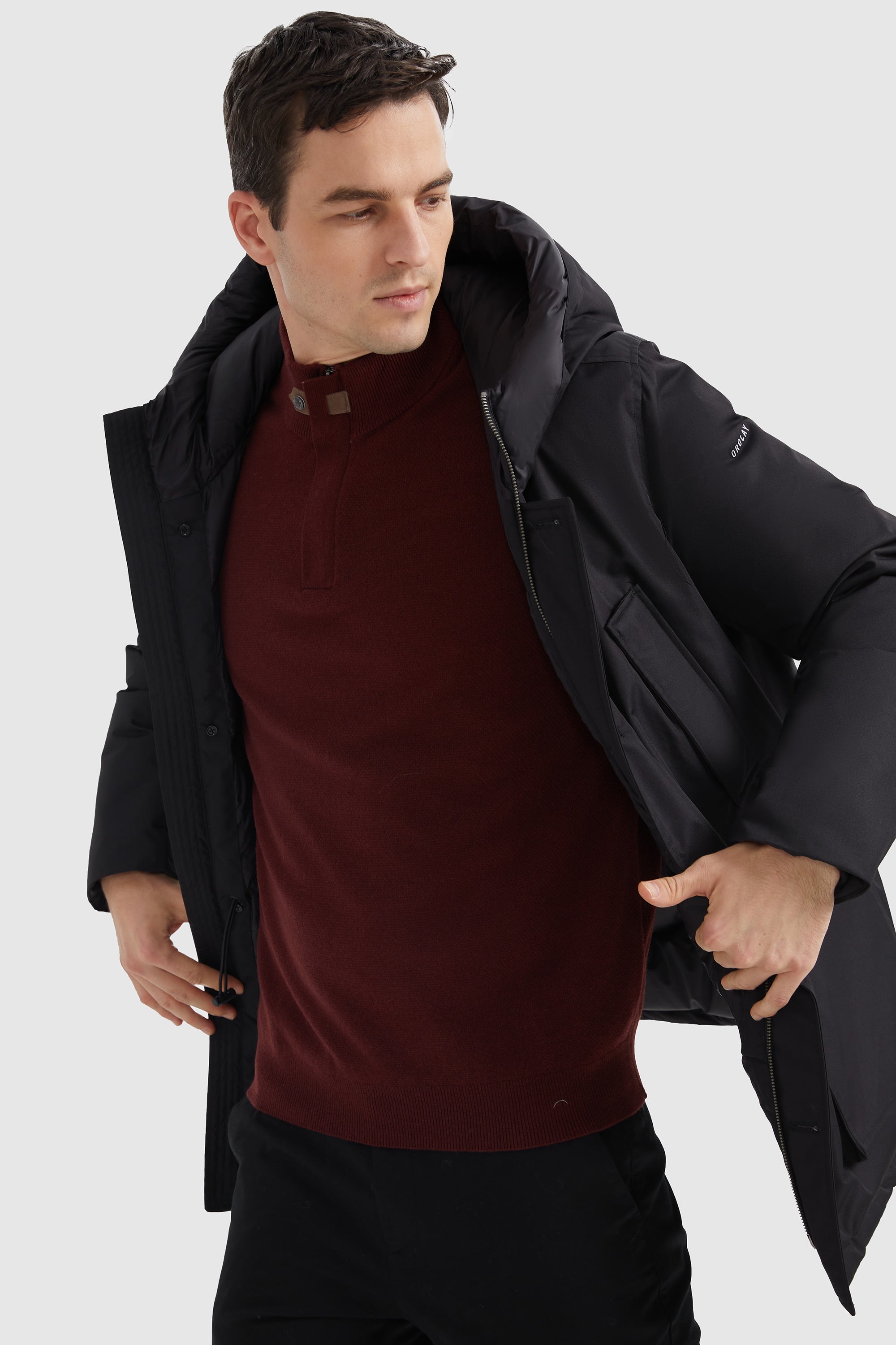 Orolay-Hooded Puffer Thickened Down Coat-#color_Black