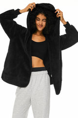 Orolay-Hooded Sherpa Jacket-Hooded Sherpa Jacket - Orolay, #color_Black