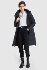 Orolay-Hooded Winter Two-Way Zipper Down Coat-Hooded Winter Two - Way Zipper Down Coat - Orolay, #color_Black