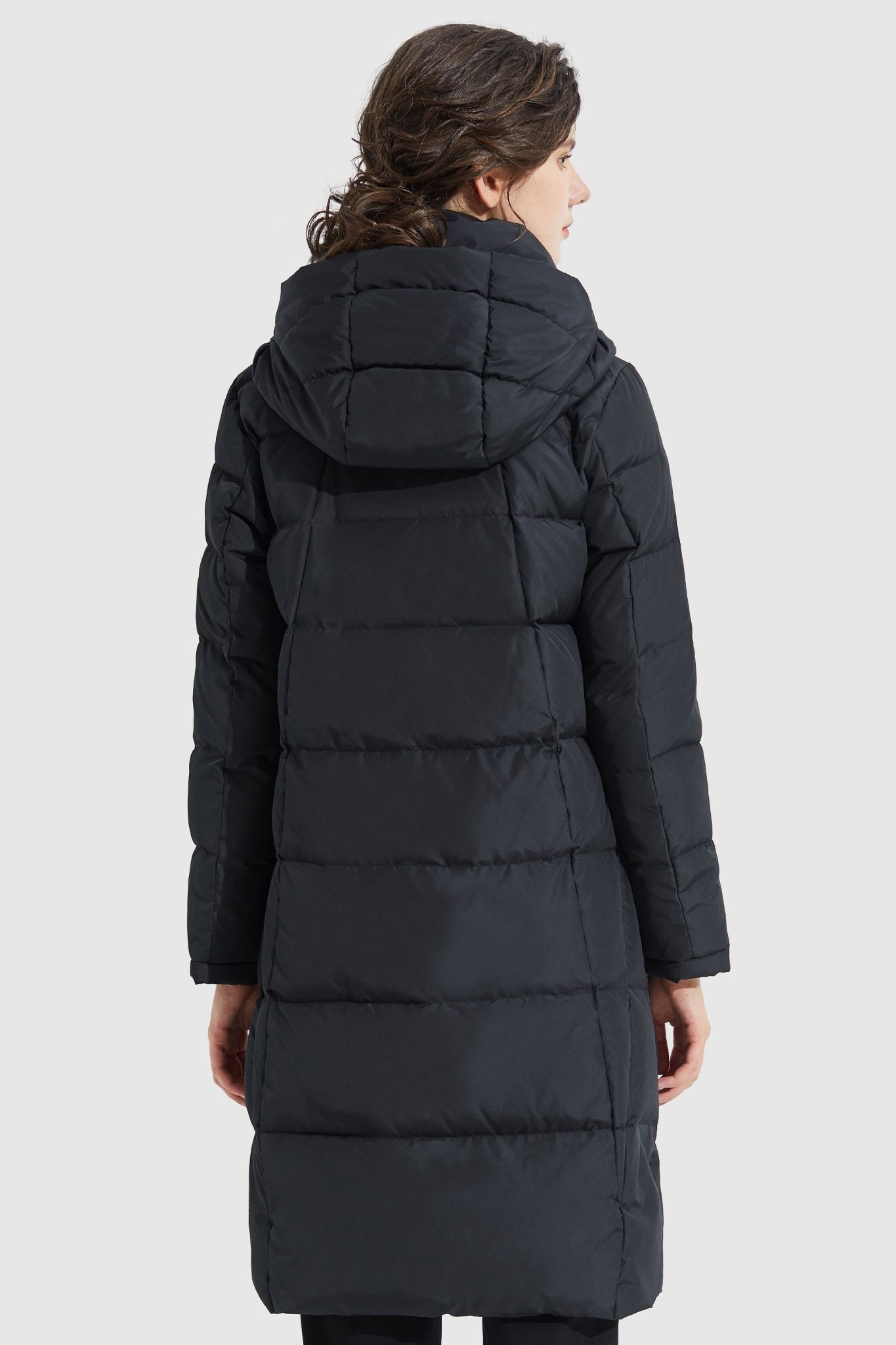 Orolay-Hooded Winter Two-Way Zipper Down Coat-Hooded Winter Two - Way Zipper Down Coat - Orolay, #color_Black