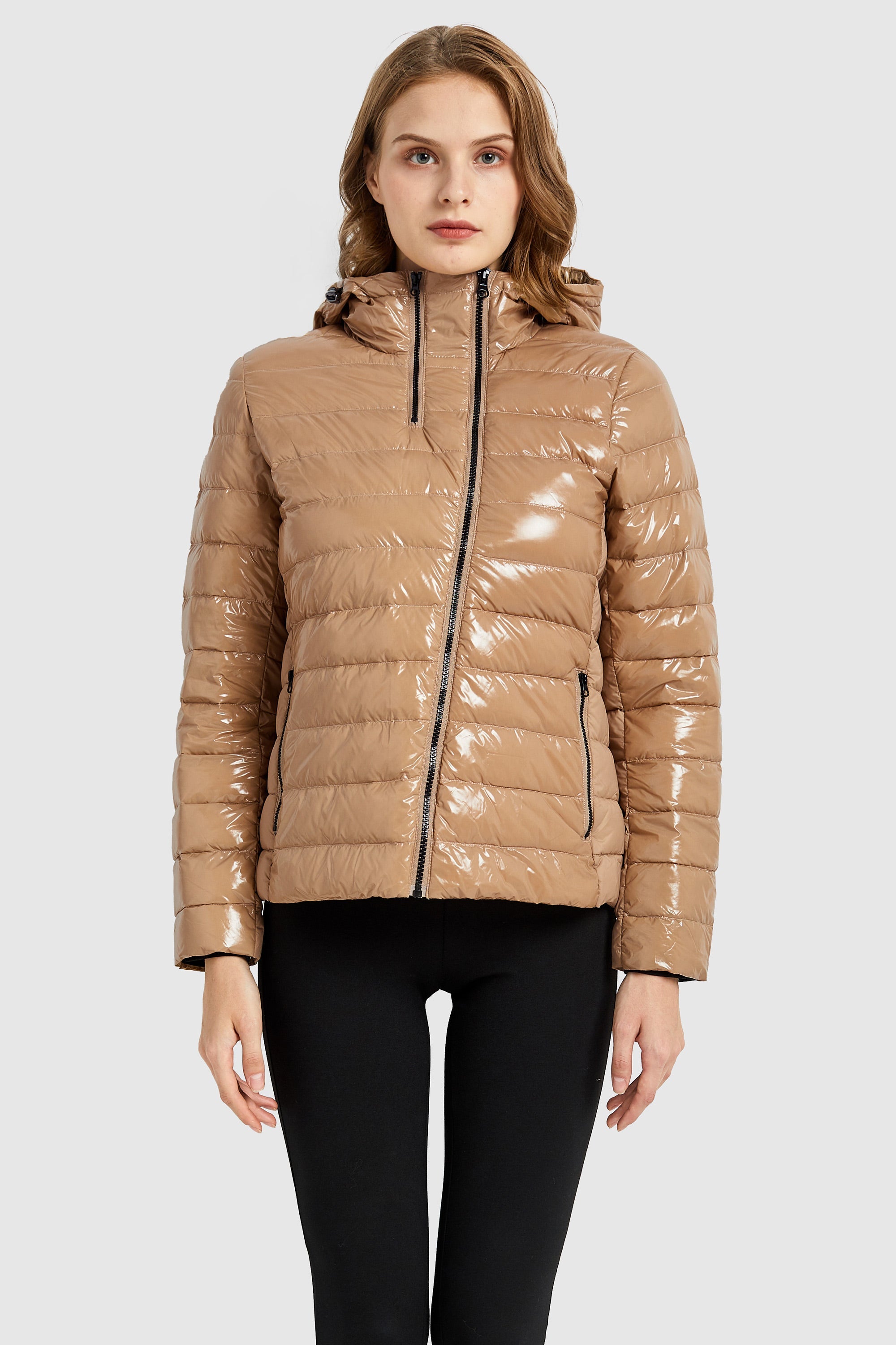 Orolay-Inclined Zipper Sporty Winter Coat-#color_Sand