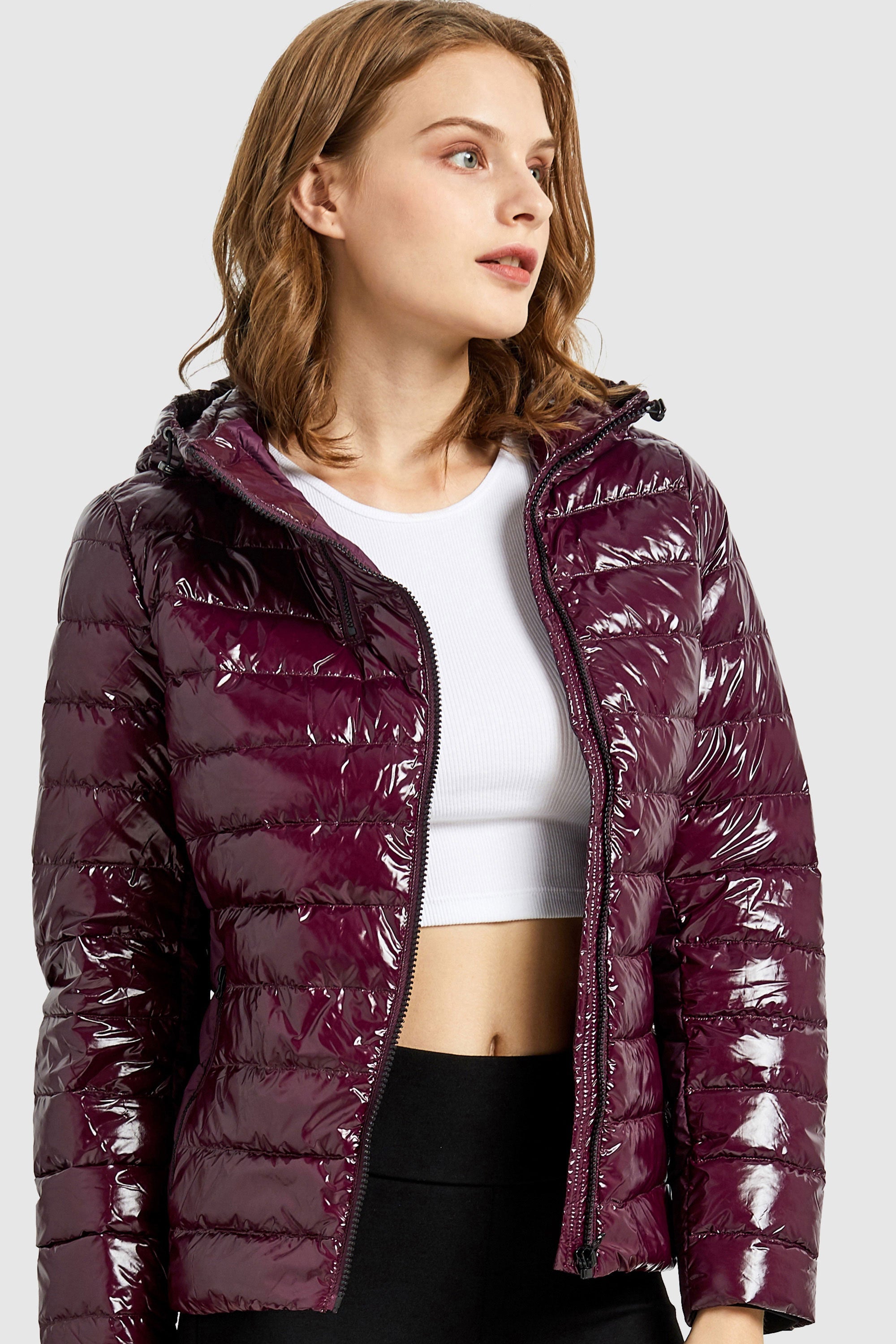 Orolay-Inclined Zipper Sporty Winter Coat-#color_Magenta Purple