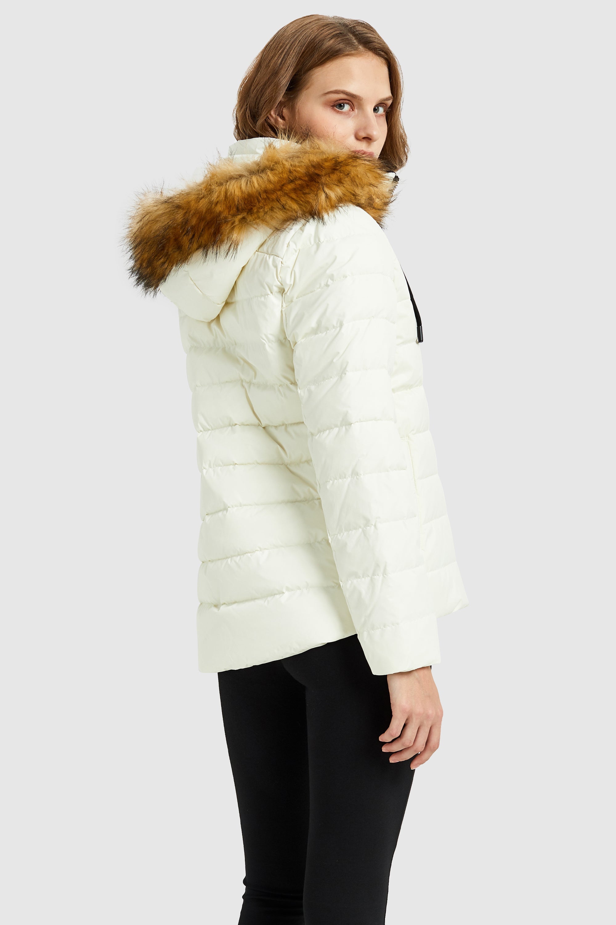 Orolay-Inner Pocket Snap Puffer Jacket-#color_White