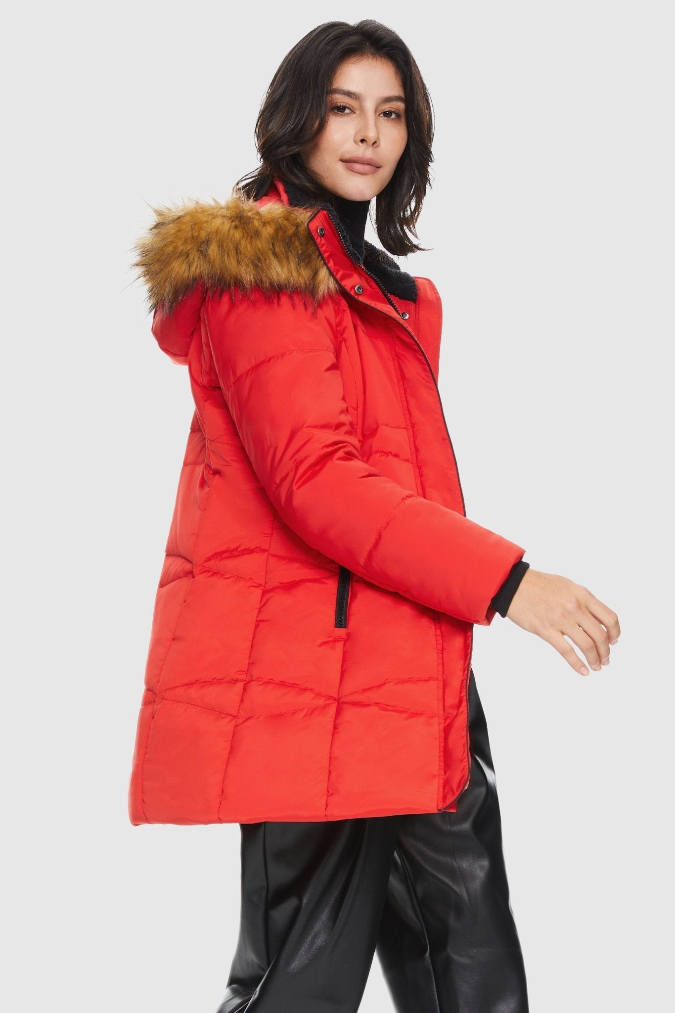 Orolay-Insulated Jacket Zip-up Winter Coat-Insulated Jacket Zip - up Winter Coat - Orolay, #color_Fiery Red