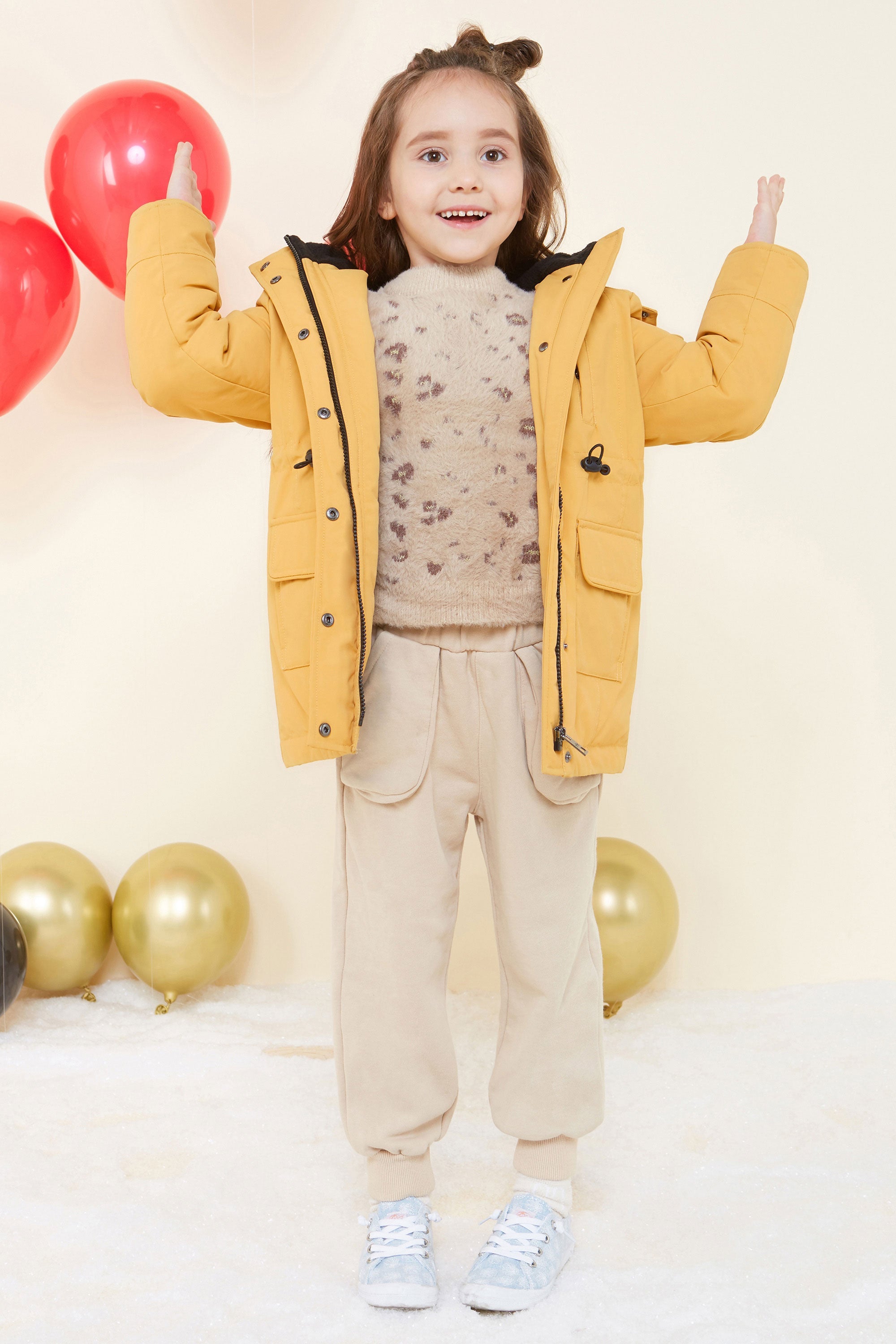 Orolay-Kids Down Quilted Hooded Jacket-#color_Golden Cream