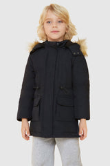 Orolay-Kids Down Quilted Hooded Jacket-#color_Black