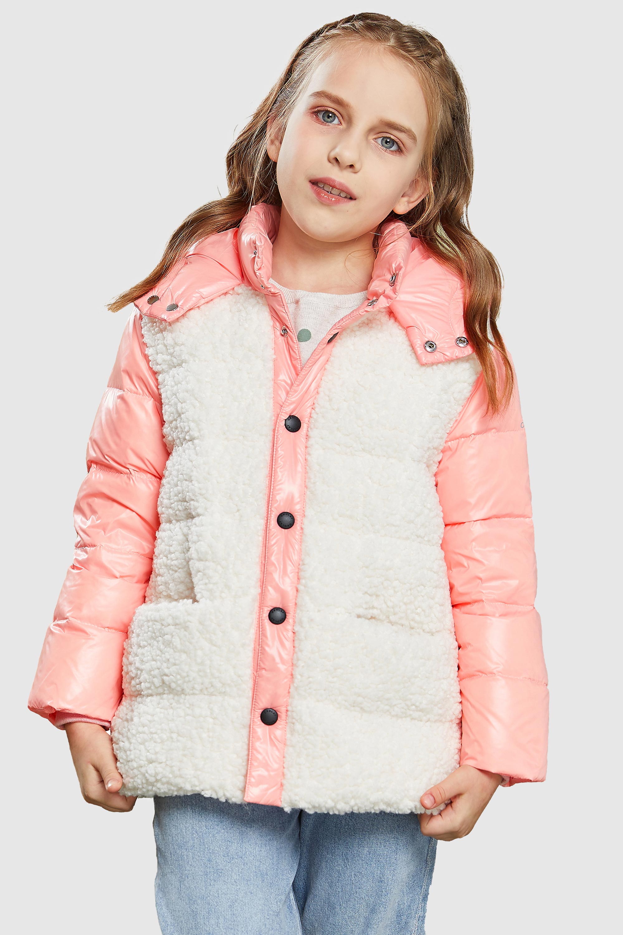 Orolay-Kids Fleece Down Jacket-#color_Seashell Pink