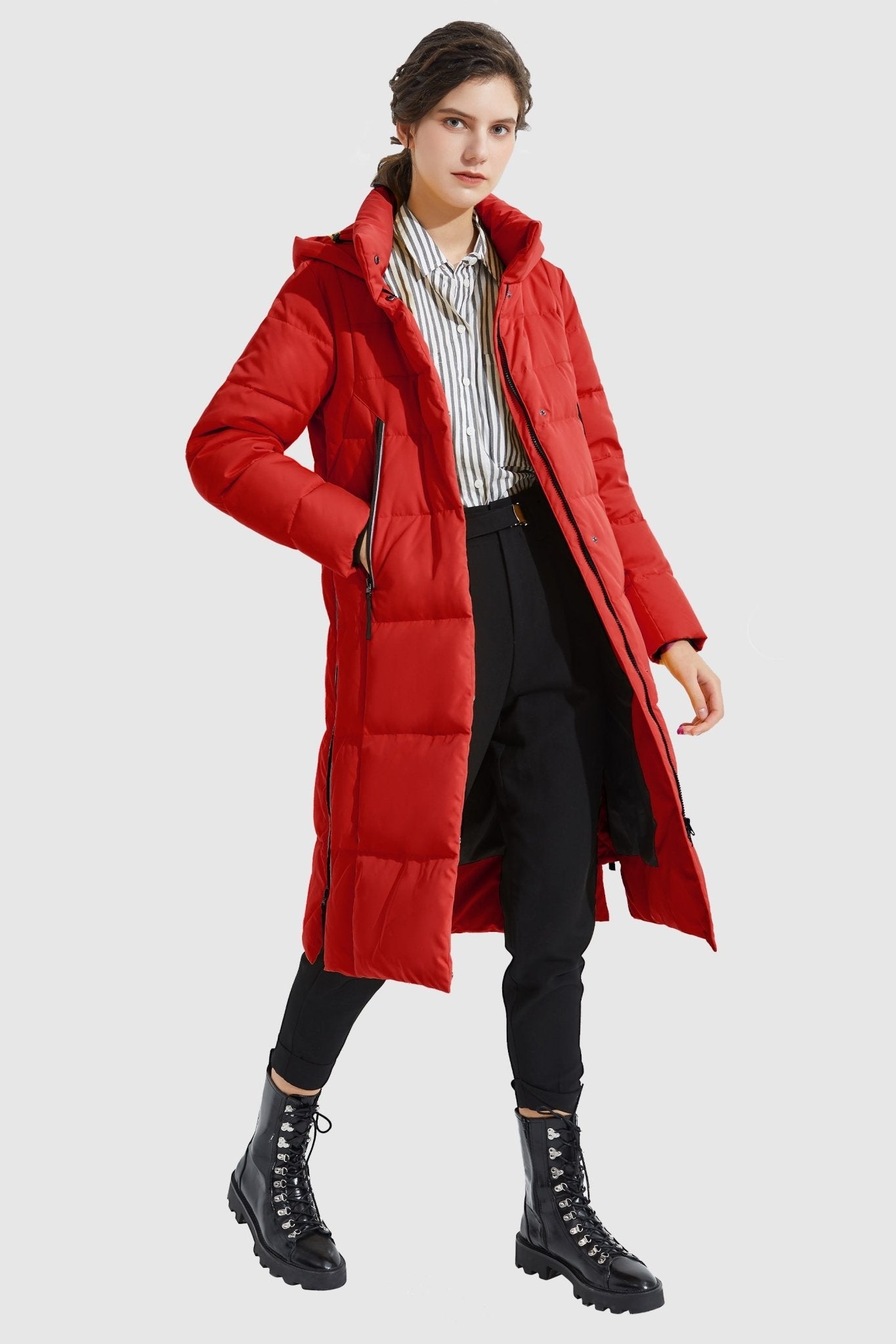 Orolay-Knee Length Thickened Down Jacket-Knee Length Thickened Down Jacket - Orolay, #color_Racing Red