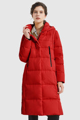 Orolay-Knee Length Thickened Down Jacket-Knee Length Thickened Down Jacket - Orolay, #color_Racing Red