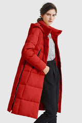 Orolay-Knee Length Thickened Down Jacket-Knee Length Thickened Down Jacket - Orolay, #color_Racing Red