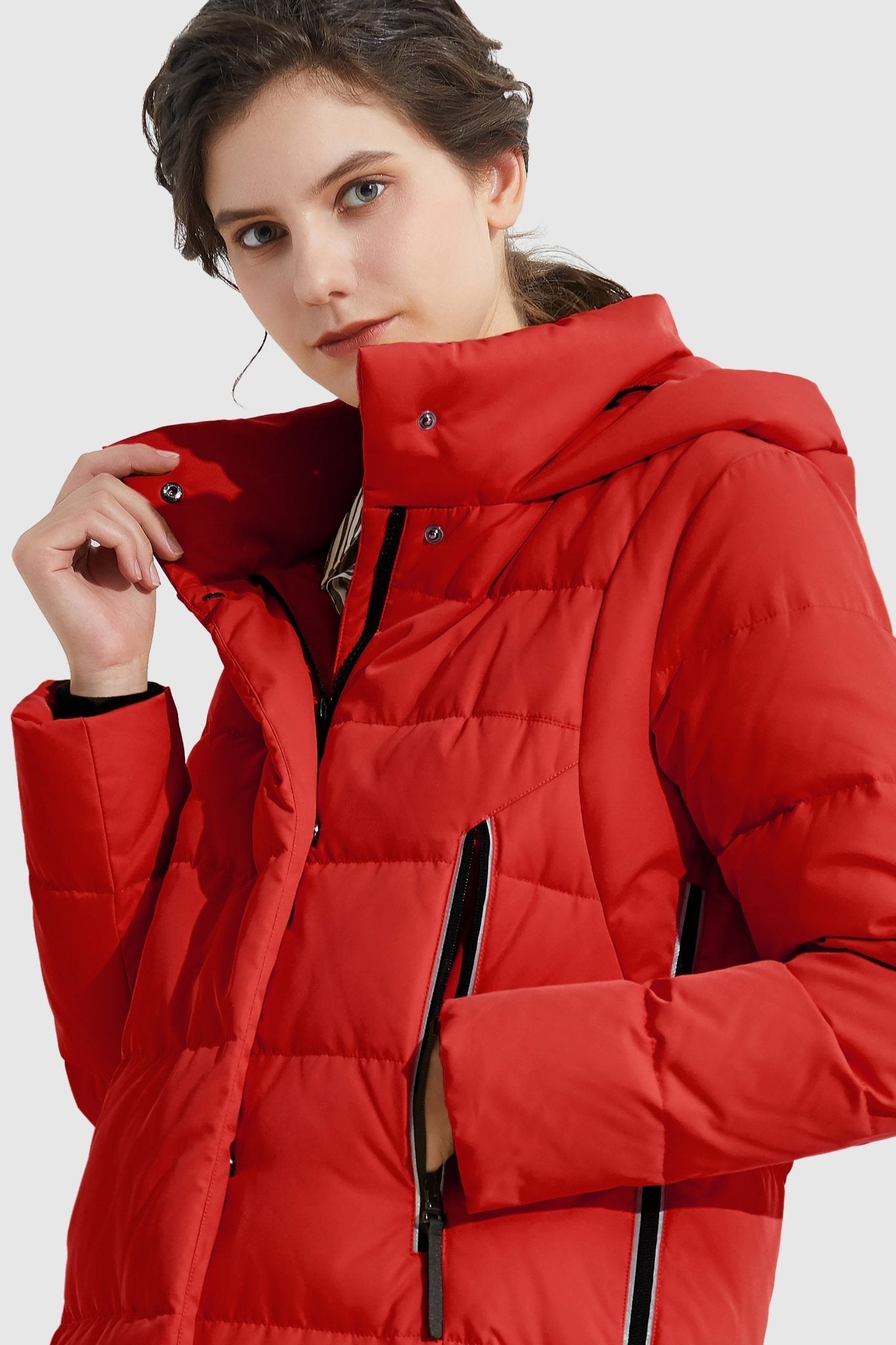 Orolay-Knee Length Thickened Down Jacket-Knee Length Thickened Down Jacket - Orolay, #color_Racing Red