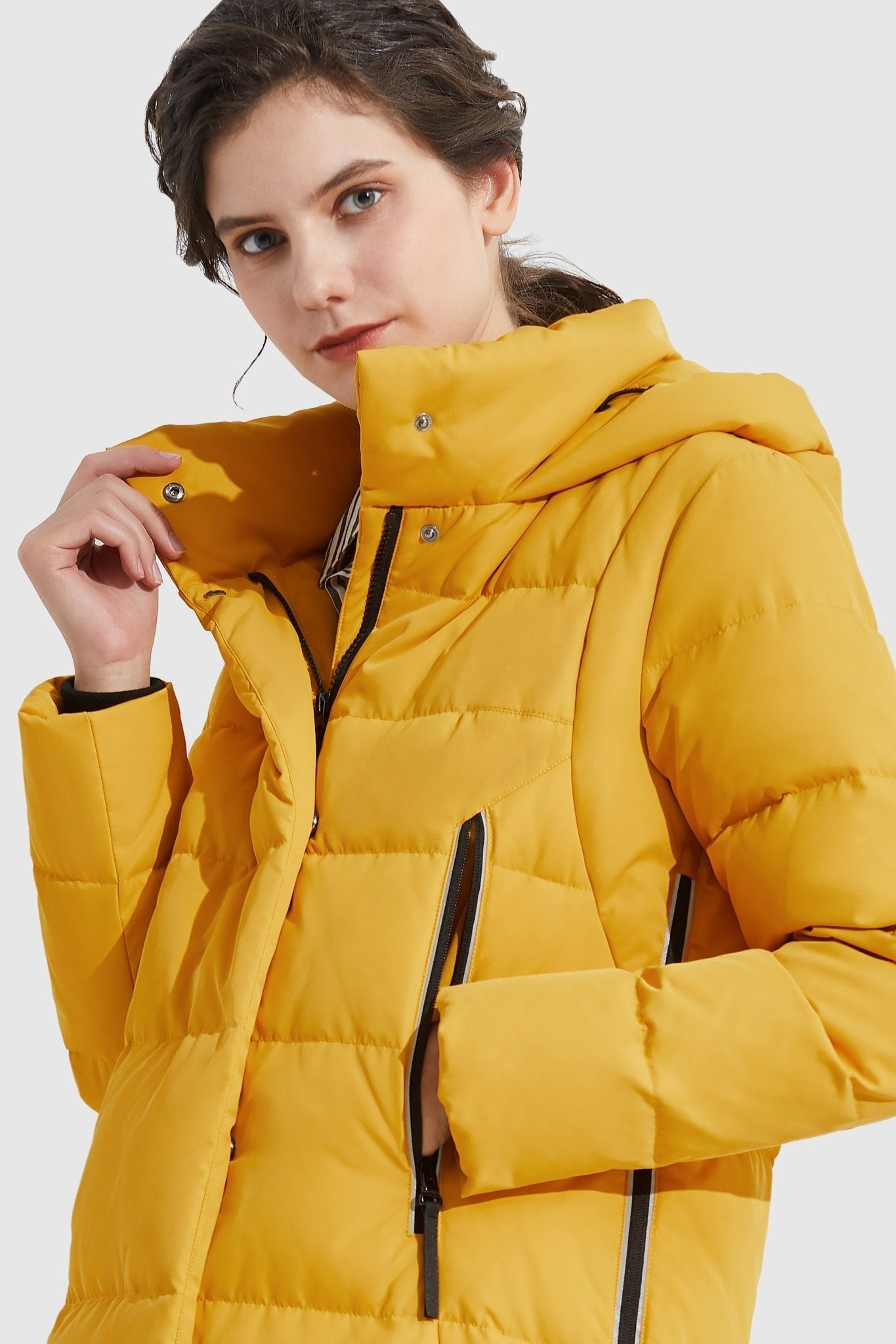 Orolay-Knee Length Thickened Down Jacket-Knee Length Thickened Down Jacket - Orolay, #color_Old Gold