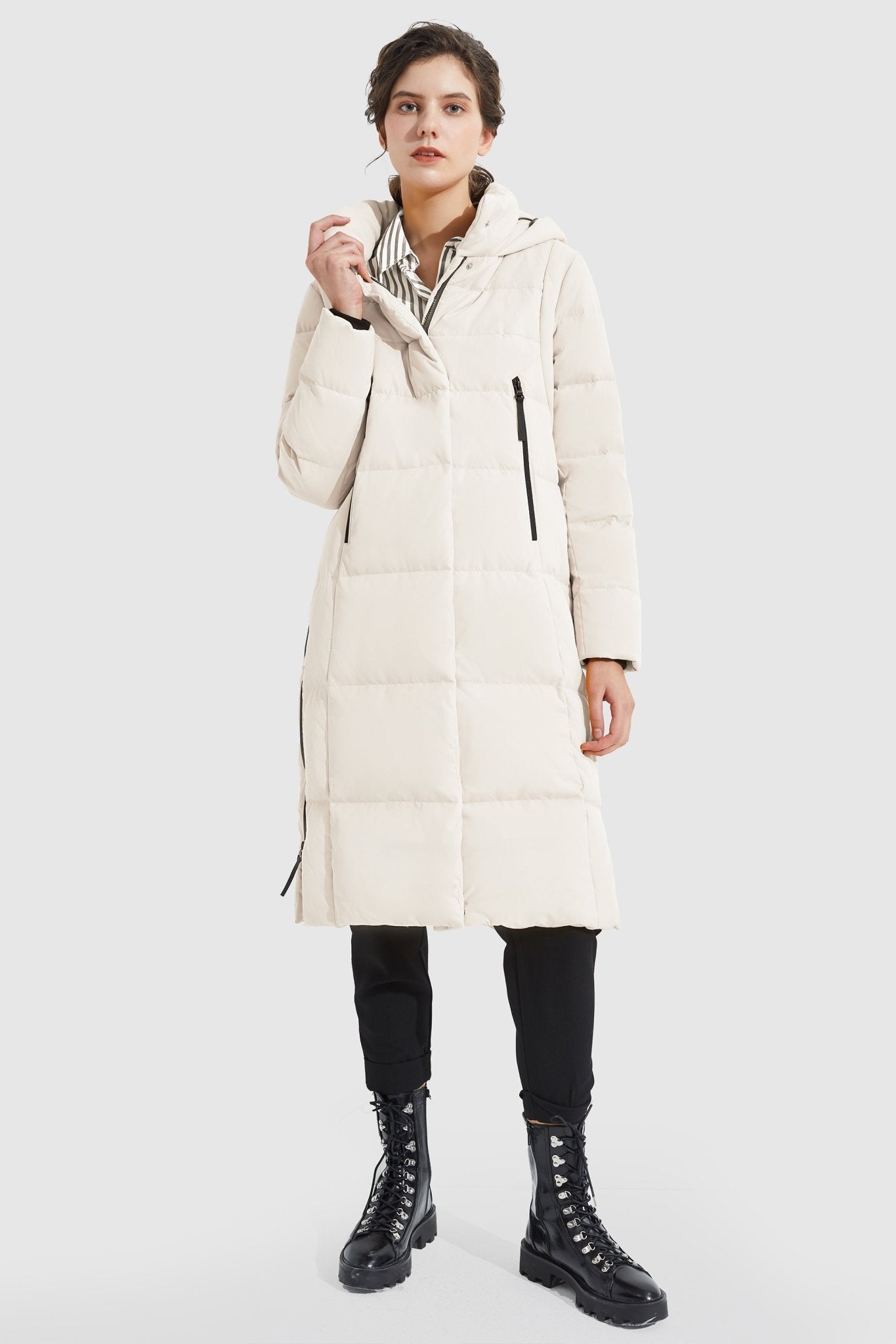 Orolay-Knee Length Thickened Down Jacket-Knee Length Thickened Down Jacket - Orolay, #color_White