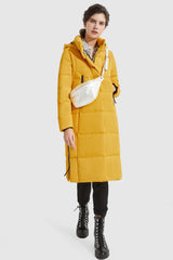 Orolay-Knee Length Thickened Down Jacket-Knee Length Thickened Down Jacket - Orolay, #color_Old Gold