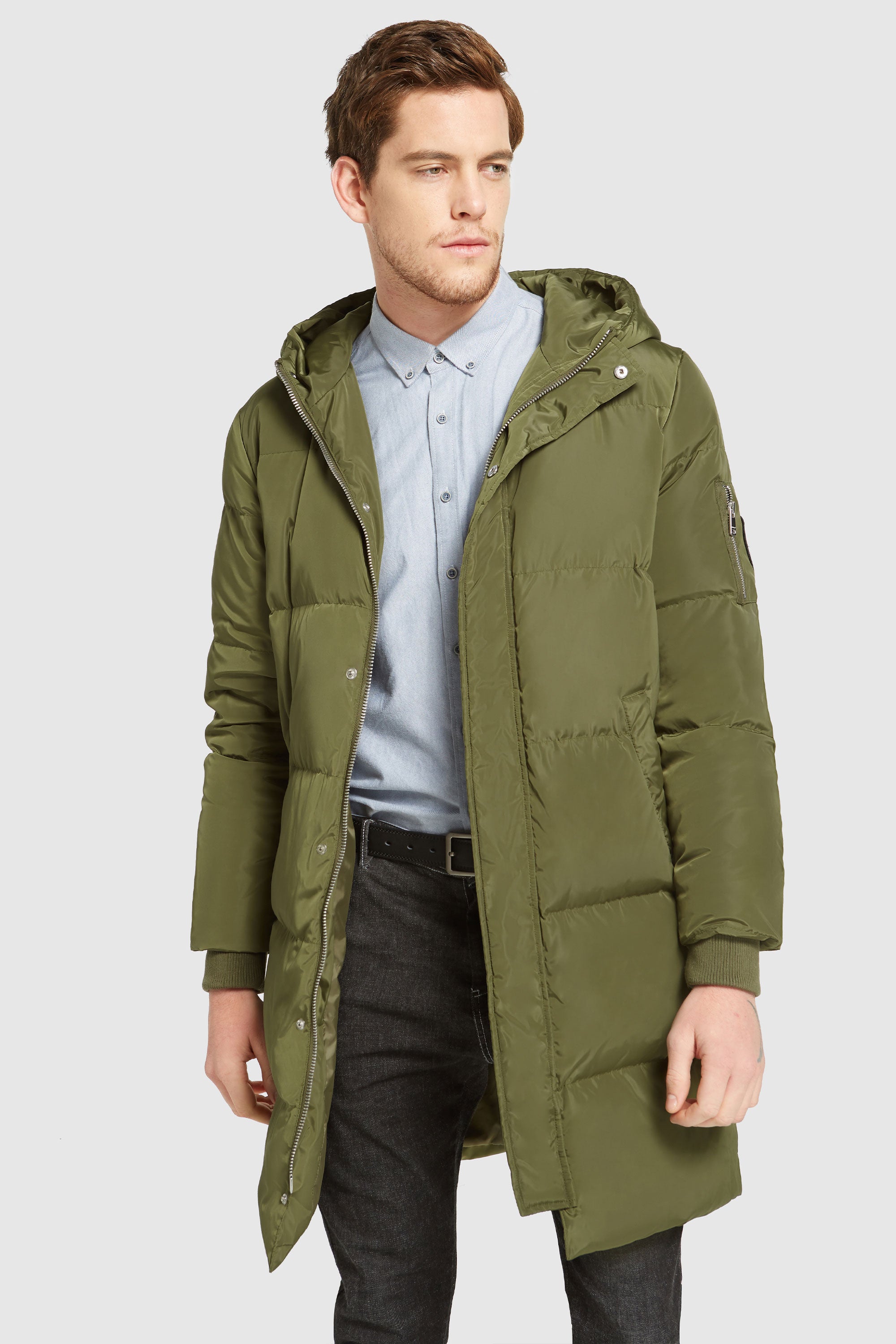 Orolay-Knee Length Winter Thickened Down Jacket-#color_Peat Moss