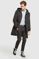 Orolay-Knee Length Winter Thickened Down Jacket-#color_Black