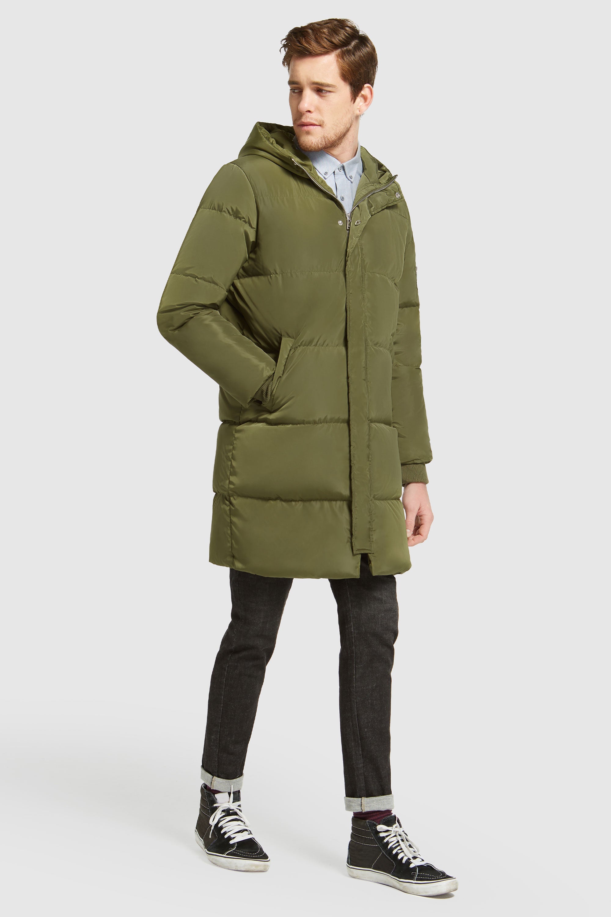 Orolay-Knee Length Winter Thickened Down Jacket-#color_Peat Moss