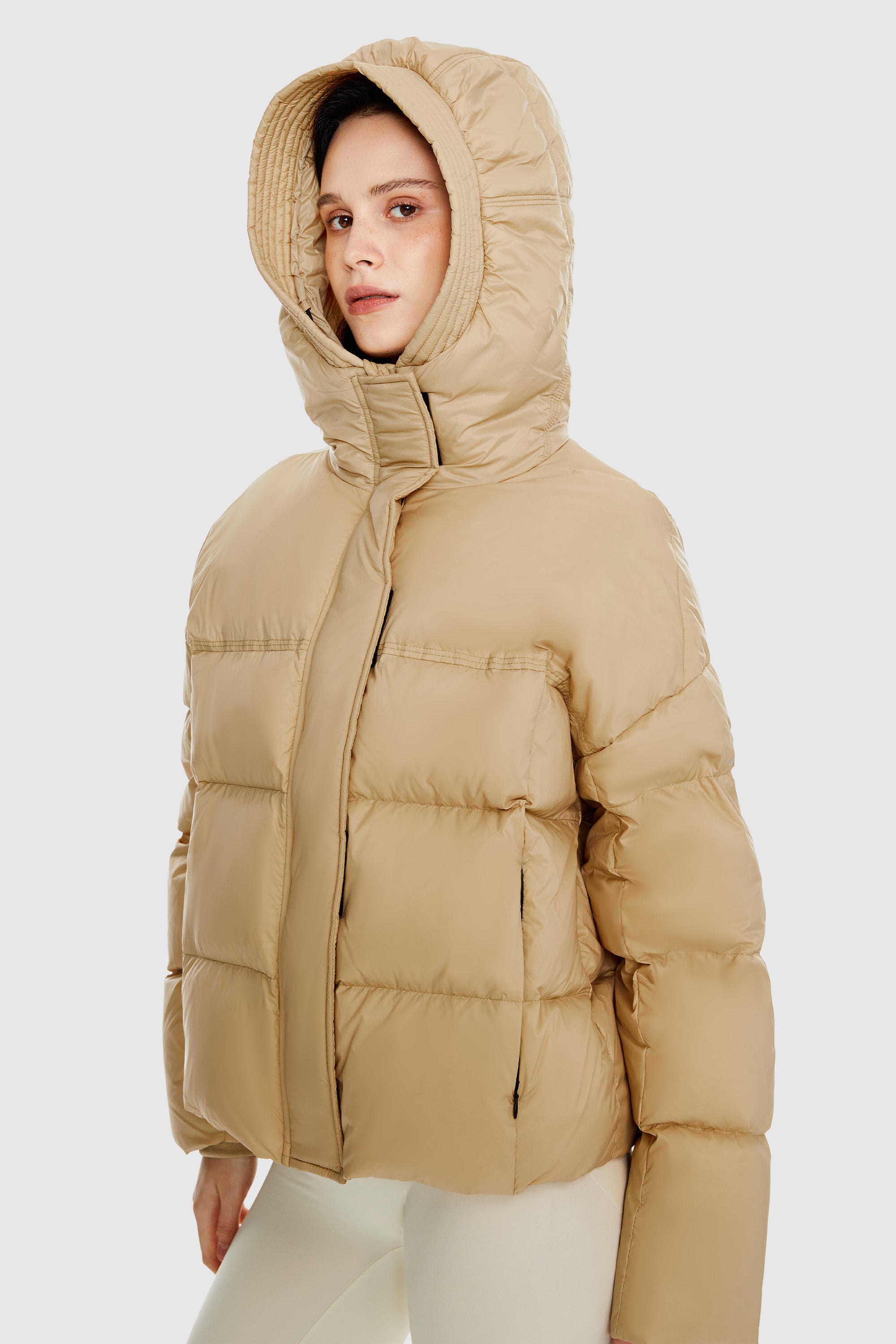 Orolay-Lightweight Cropped Down Coat-#color_Frosted Almond