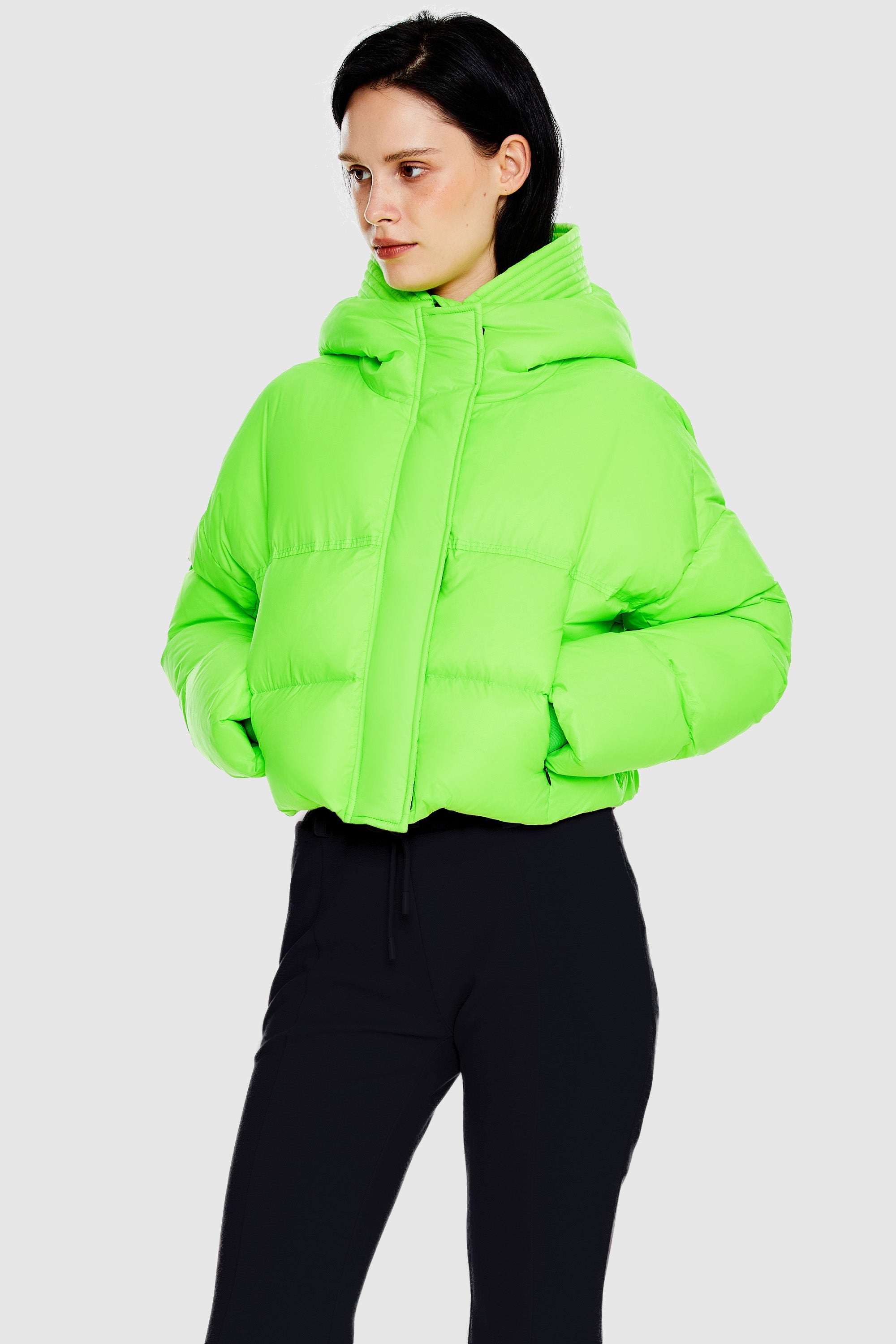 Orolay-Lightweight Cropped Puffer Jacket-#color_Sharp Green