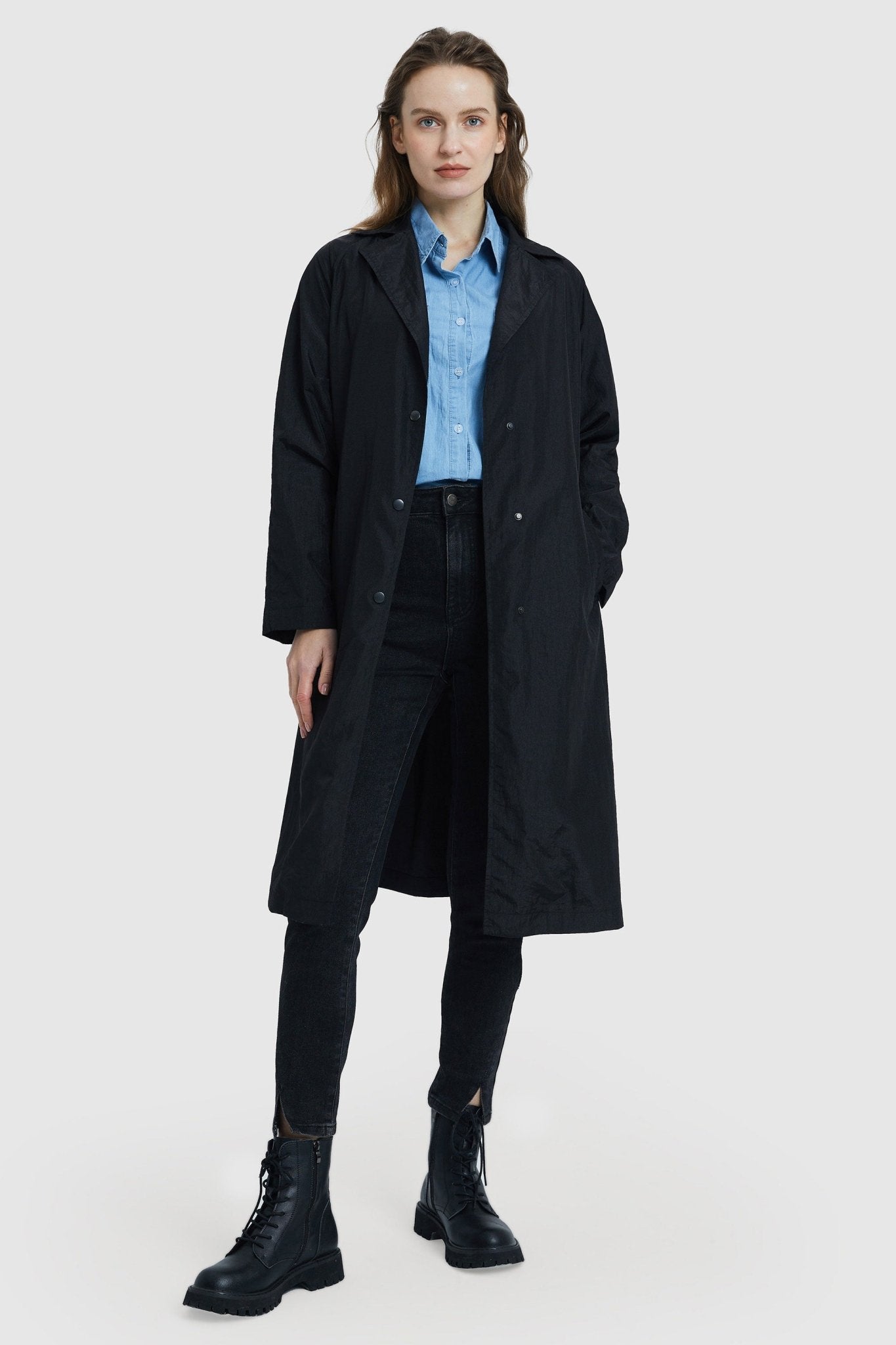 Orolay-Lightweight Lapel Trench-Lightweight Lapel Trench - Orolay, #color_Black