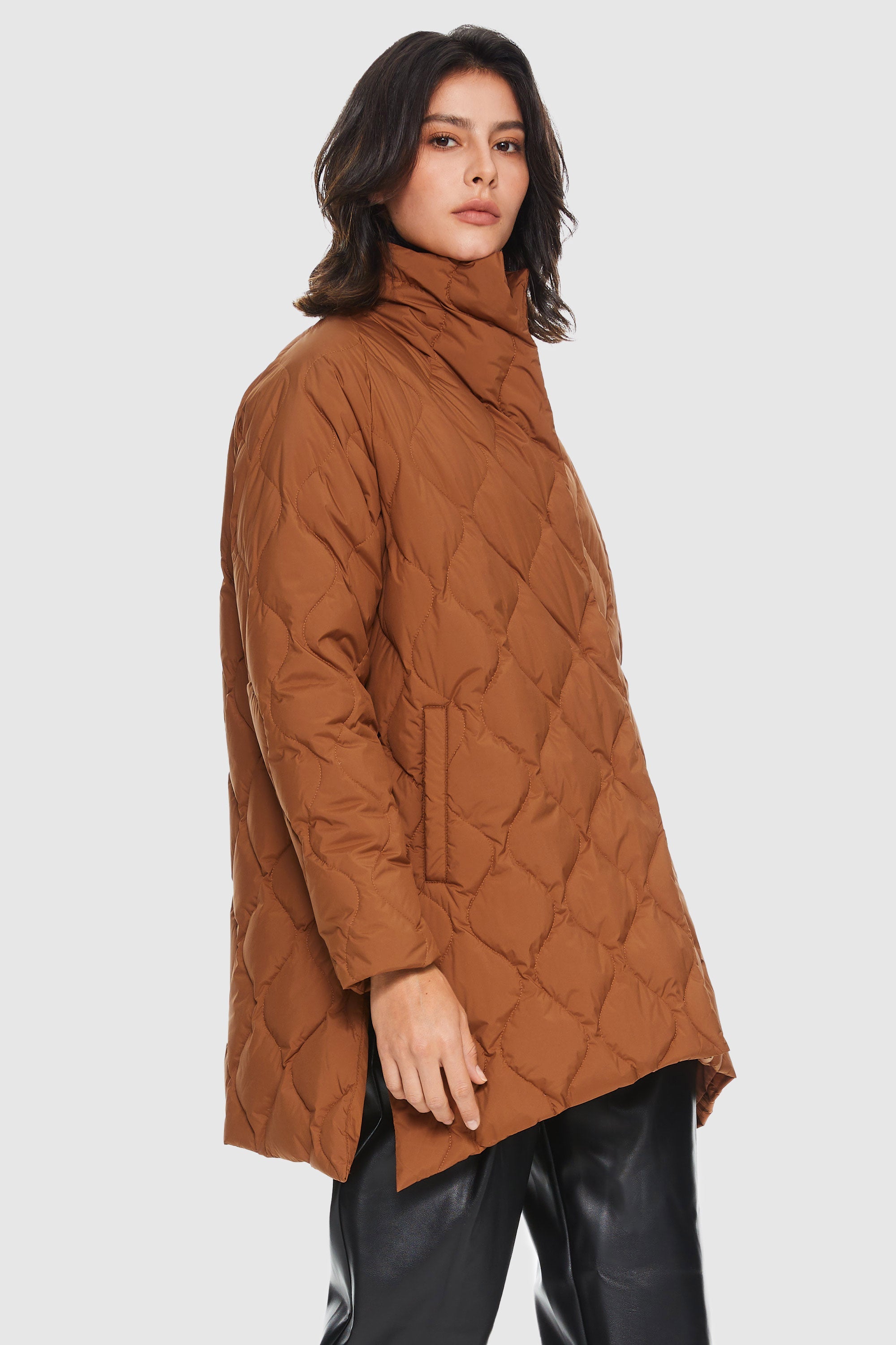 Orolay-Lightweight Long-Sleeve Puffer Jacket-#color_Bombay Brown