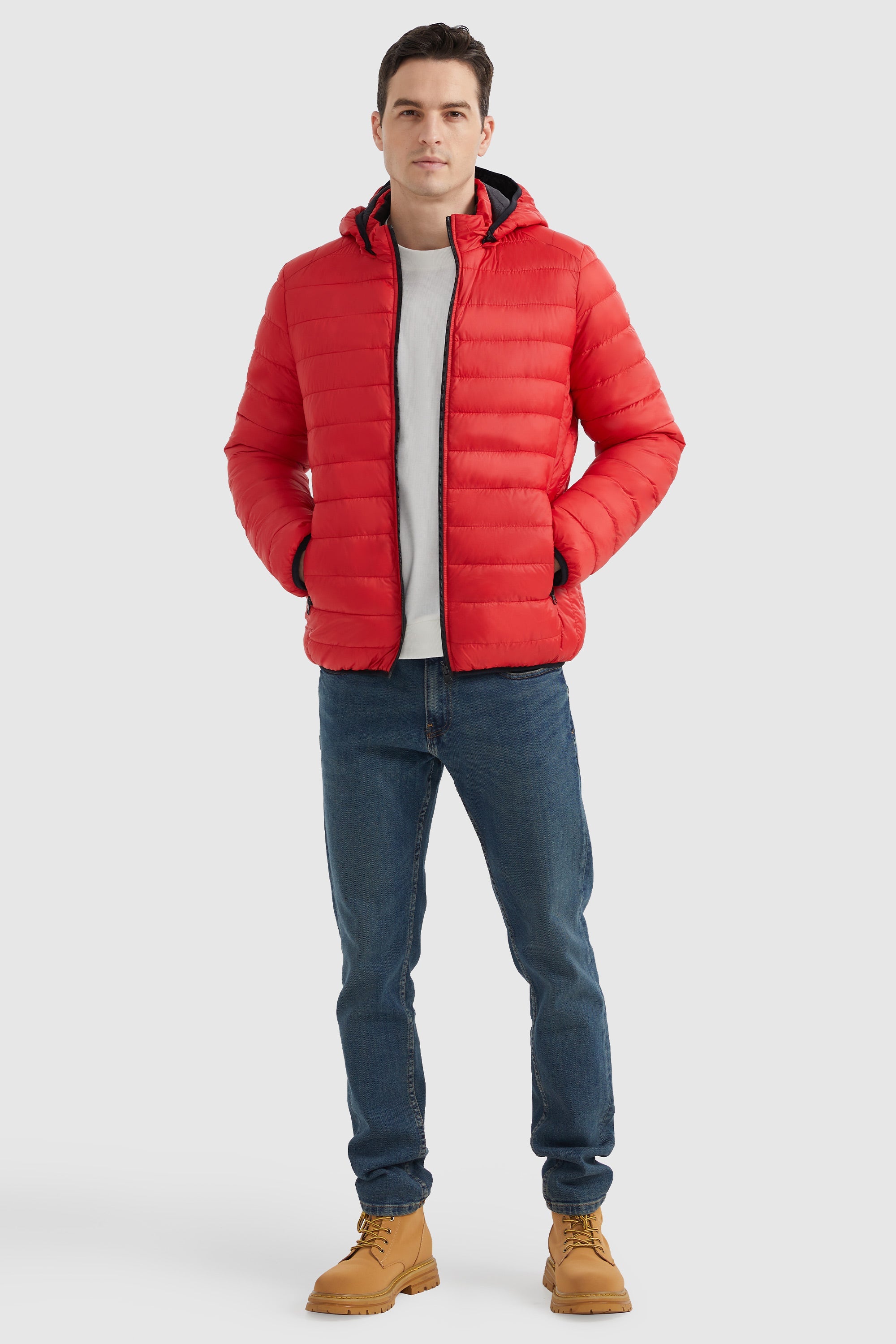 Orolay-Lightweight Packable Puffer Jacket-#color_Fiery Red