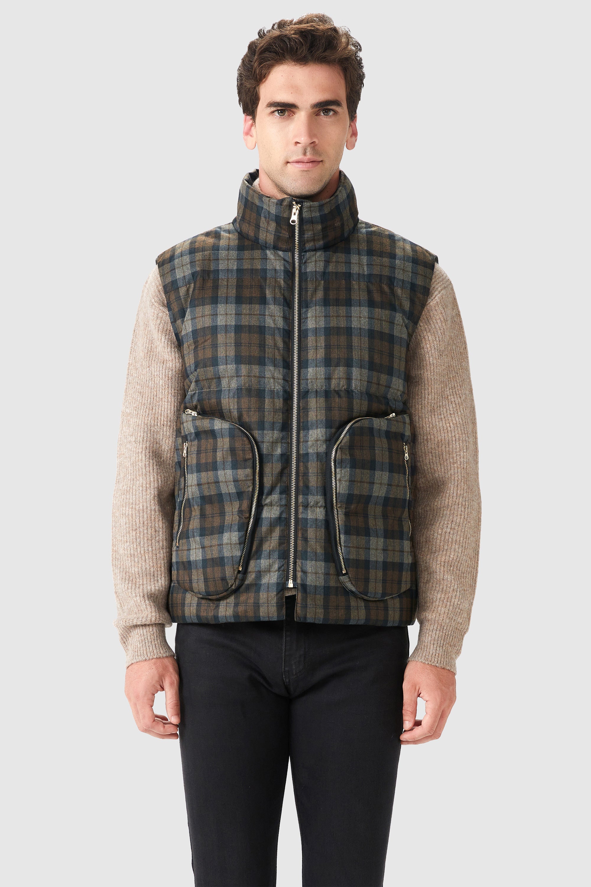 Orolay-Lightweight Puffer Vest-#color_Coffee plaid