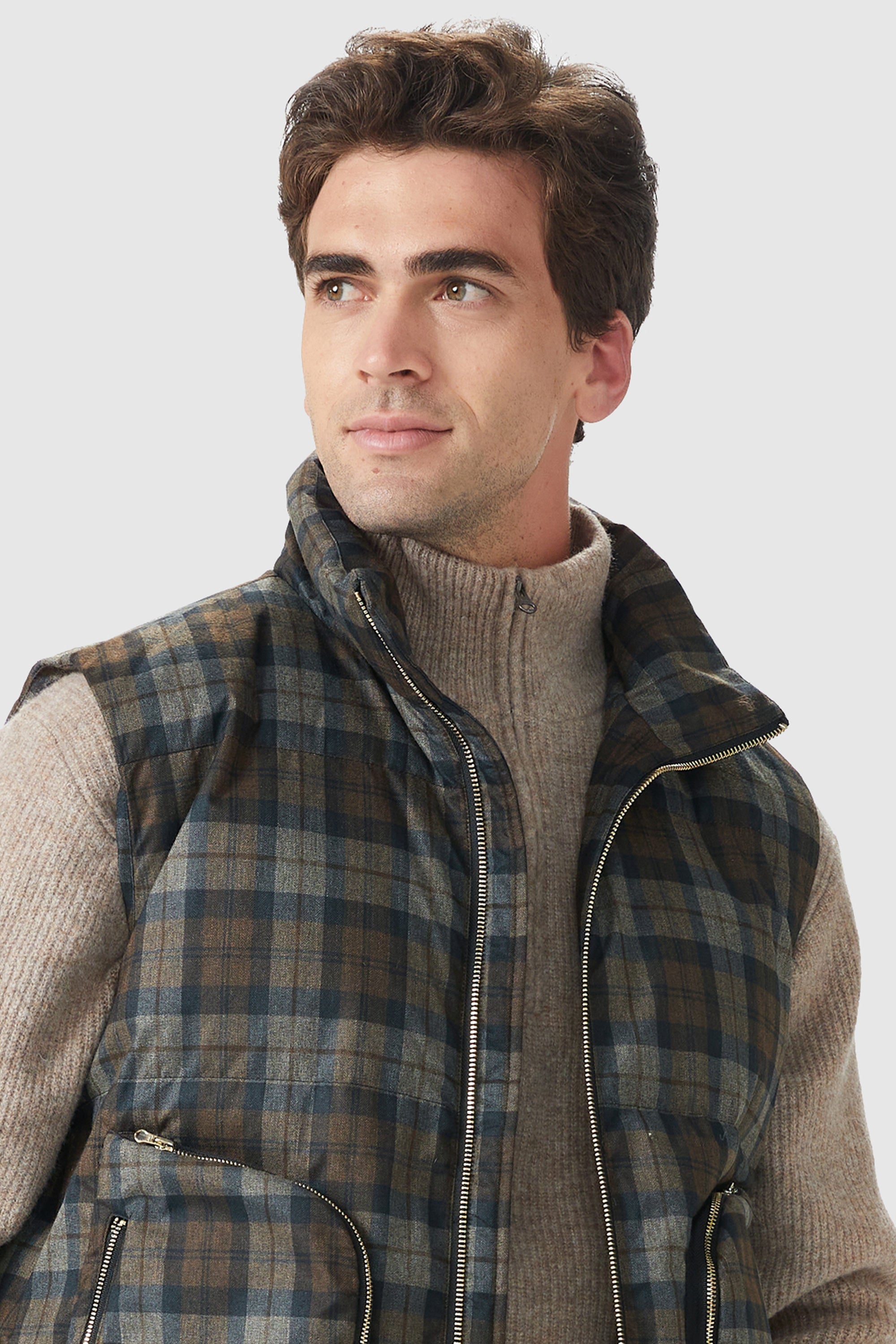 Orolay-Lightweight Puffer Vest-#color_Coffee plaid