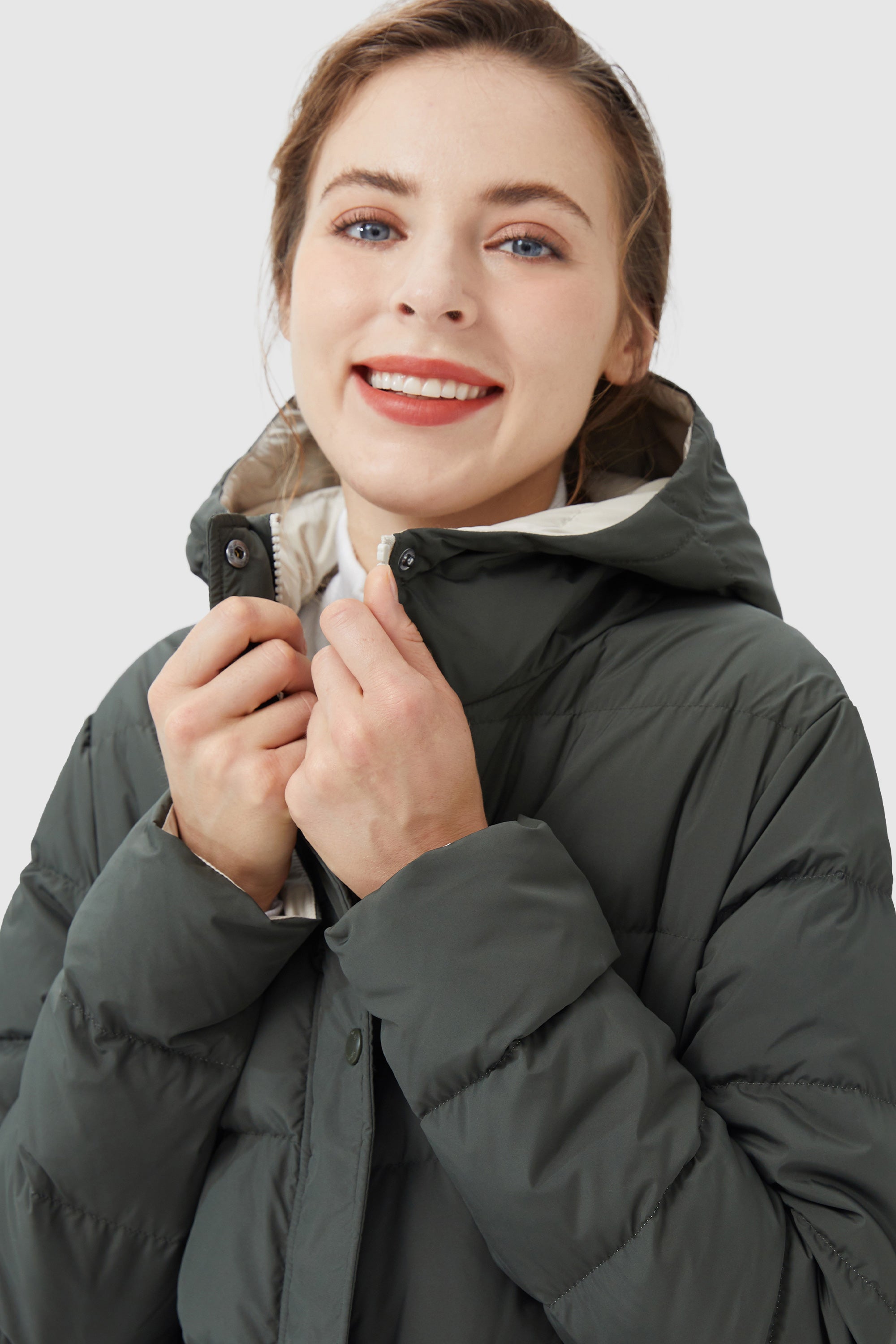 Orolay-Lightweight Reversible Down Jacket with Hood-#color_Deep Forest