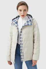 Orolay-Lightweight Reversible Down Jacket with Hood-#color_Blue&White Plaid