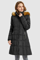 Orolay-Long Faux Fur Hooded Down Coat-Long Faux Fur Hooded Down Coat - Orolay, #color_Black