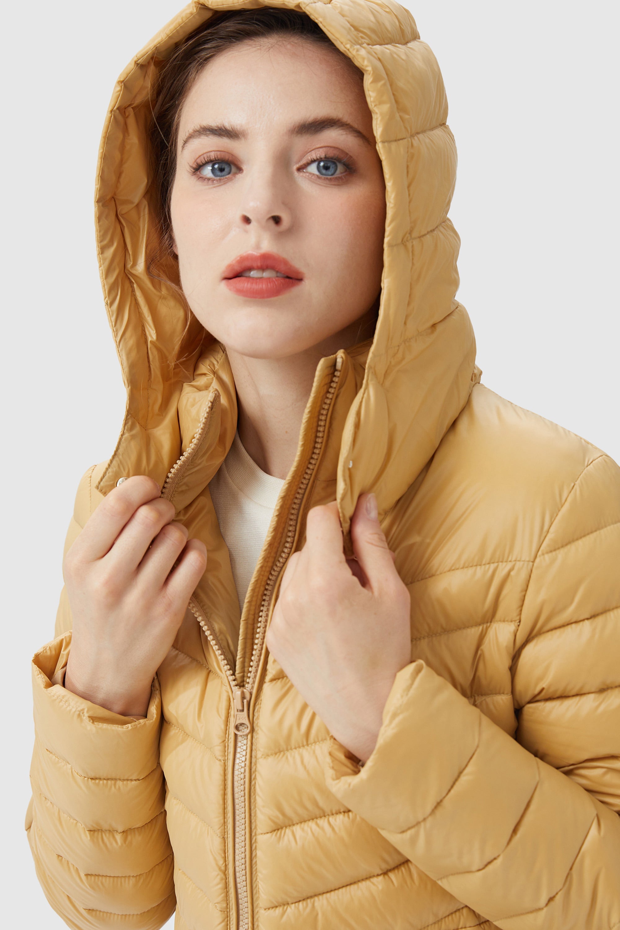 Orolay-Long Glossy Easy to Carry Light Down Jacket-#color_Summer Melon