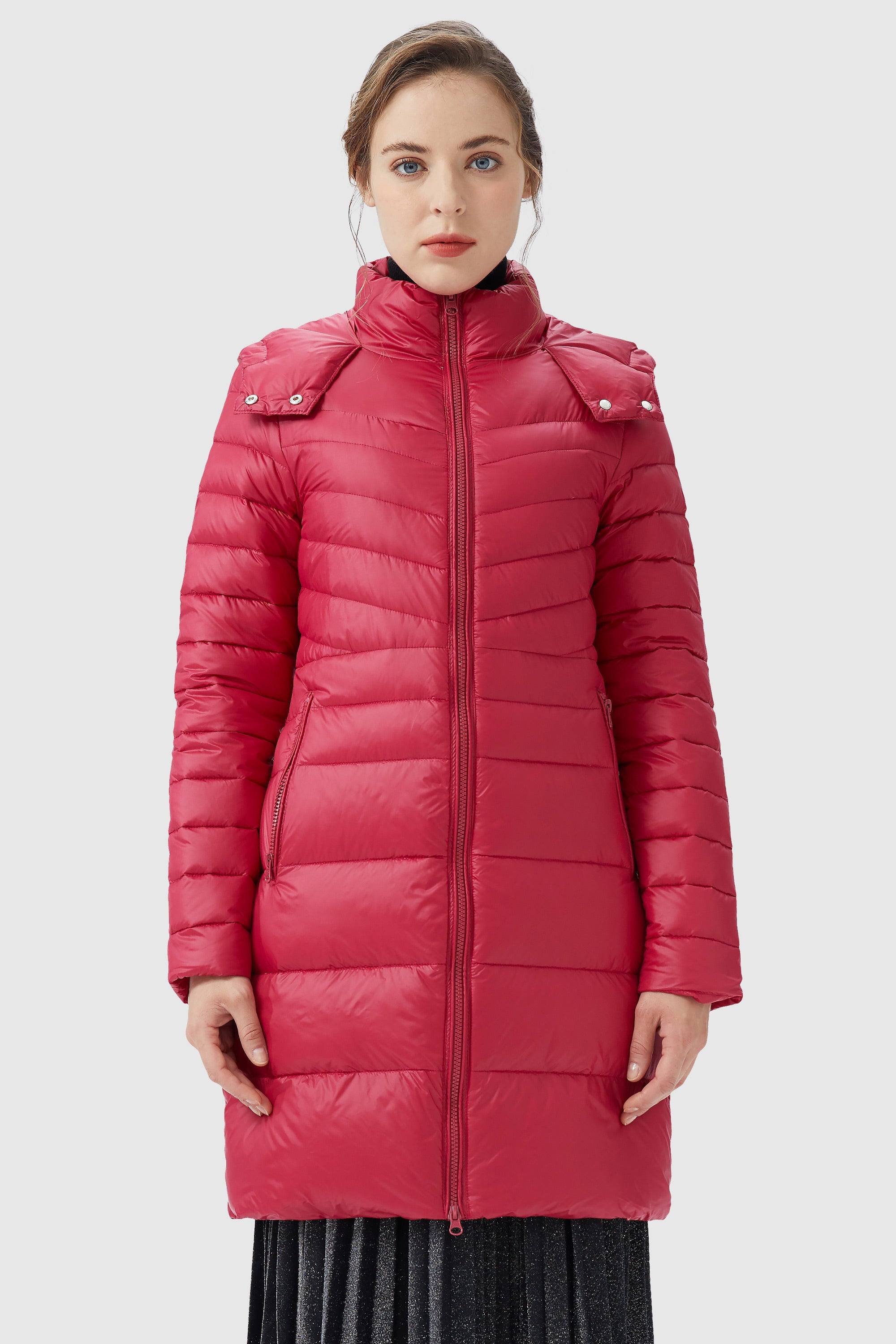 Orolay-Long Glossy Easy to Carry Light Down Jacket-#color_Toreador