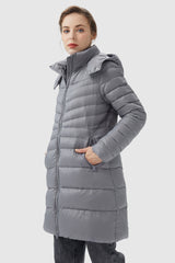 Orolay-Long Glossy Easy to Carry Light Down Jacket-#color_Wild Dove