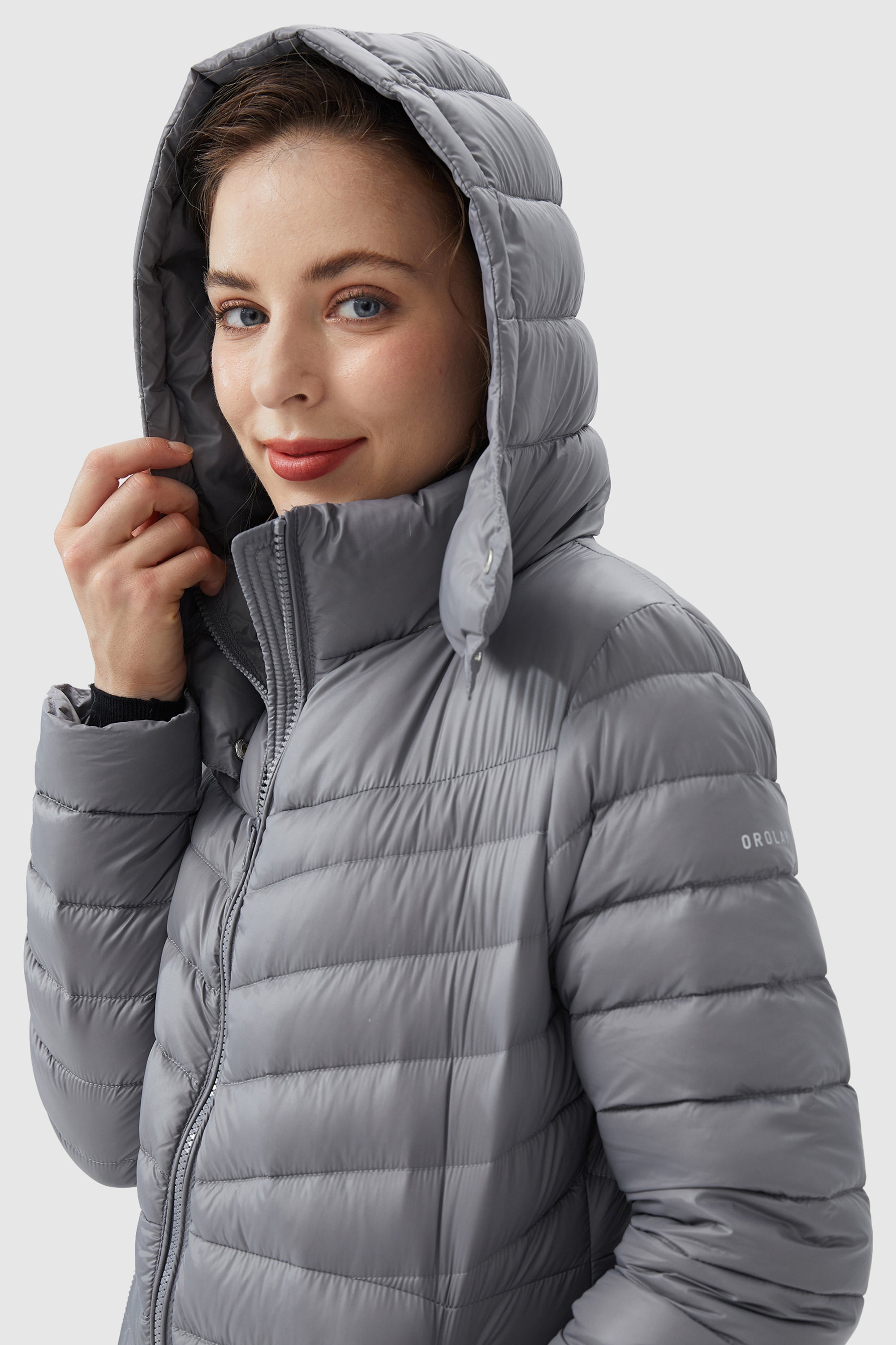 Orolay-Long Glossy Easy to Carry Light Down Jacket-#color_Wild Dove