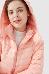 Orolay-Long Glossy Easy to Carry Light Down Jacket-#color_Cream Pink