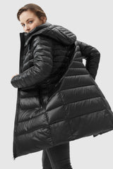 Orolay-Long Glossy Easy to Carry Light Down Jacket-#color_Black