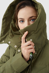 Orolay-Long Maxi Down Coat with Hood-Orolay Long Maxi Down Coat with Hood women #color_Peat Moss