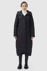 Orolay-Long Maxi Down Coat with Hood-Orolay Long Maxi Down Coat with Hood women #color_Black