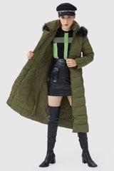 Orolay-Long Puffer Coat with Hood Fur-Long Puffer Coat with Hood Fur - Orolay, #color_Peat Moss