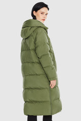 Orolay-Long Puffer Down Jacket with Hem Slit-#color_Peat Moss